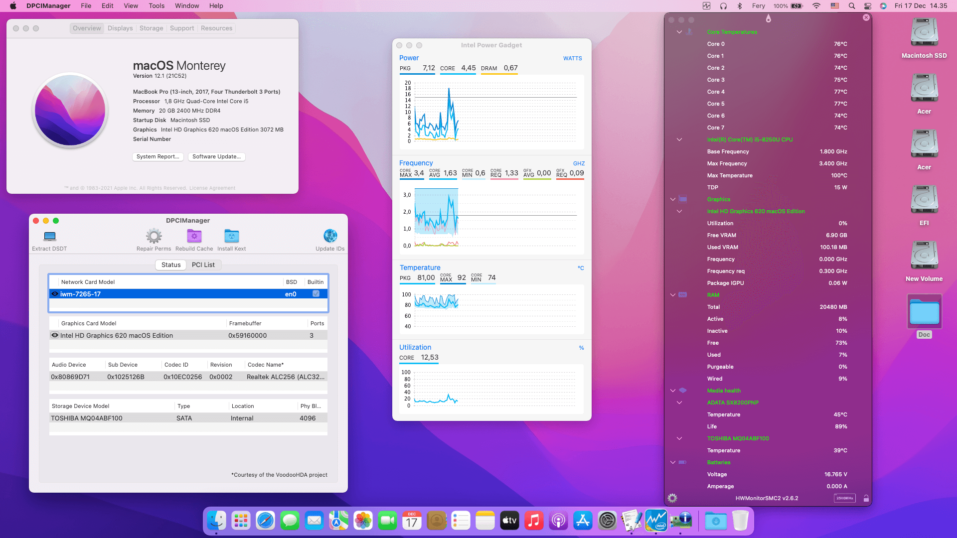 Success Hackintosh macOS Monterey 12.1 Build 21C52 in Acer Swift 3 SF314-54G-51ZX